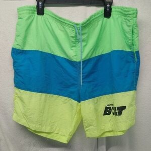 Vintage Lightning Bolt Shorts Mens XL Elastic Waist Skater Surf 80s 90s USA